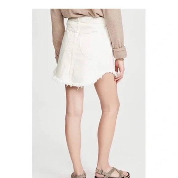 Free People Bailey Cream Denim Mini Skirt, Coconut - 25 - Picture 3 of 6